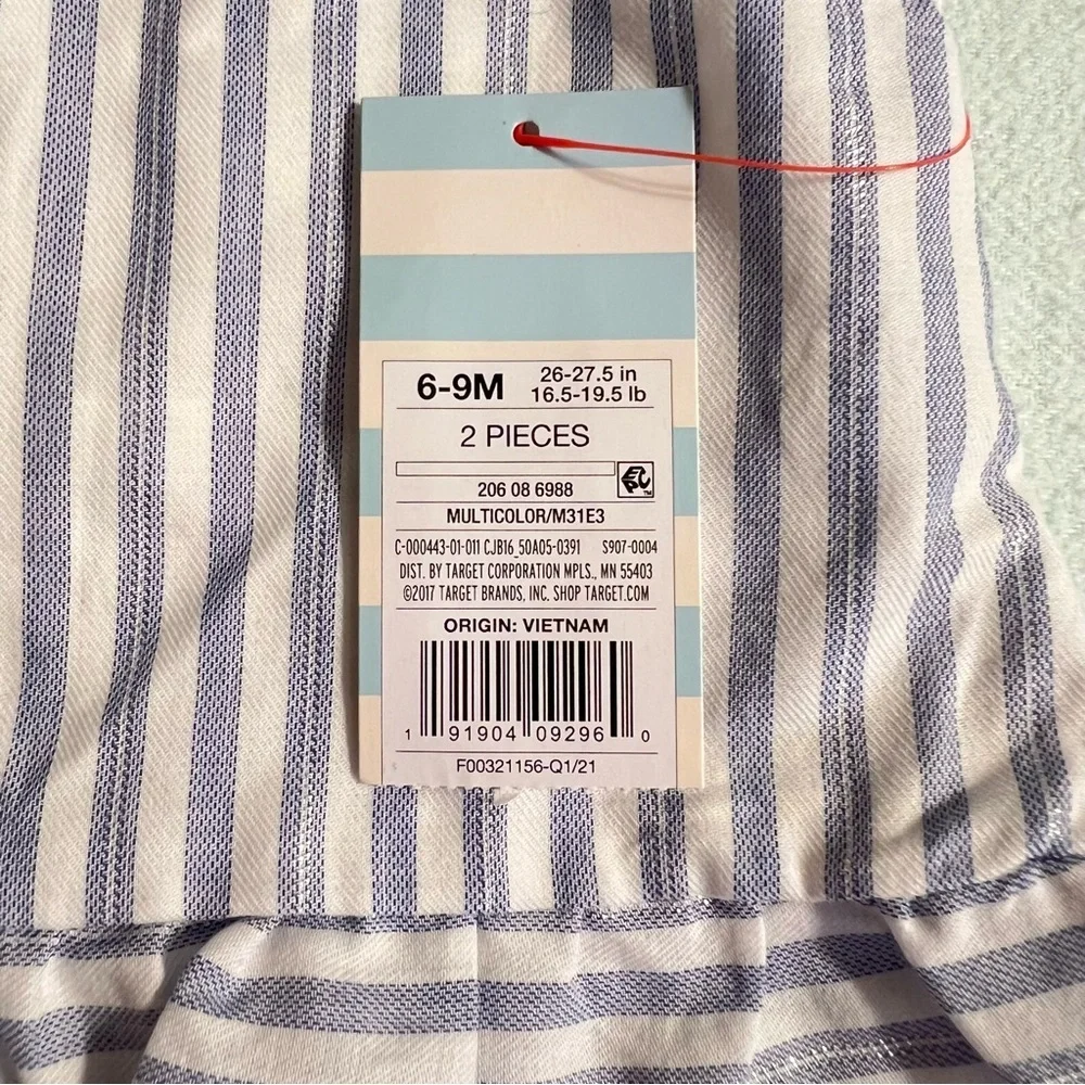 NWT! Cat & Jack Top & Bloomers, 2-Piece Set, Blue & White Stripes, 6-9M